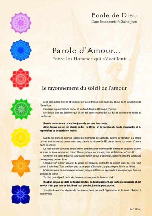 Le rayonnement du soleil de l'amour - Novembre 1996