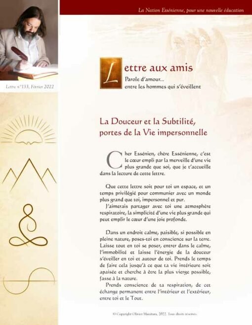 La douceur et la subtilité, portes de la vie impersonnelle – 2022-02