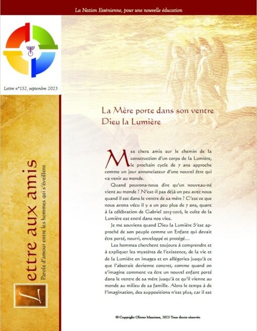 Lettres aux amis - La Mère porte dans son ventre  Dieu la Lumière - 2023-09